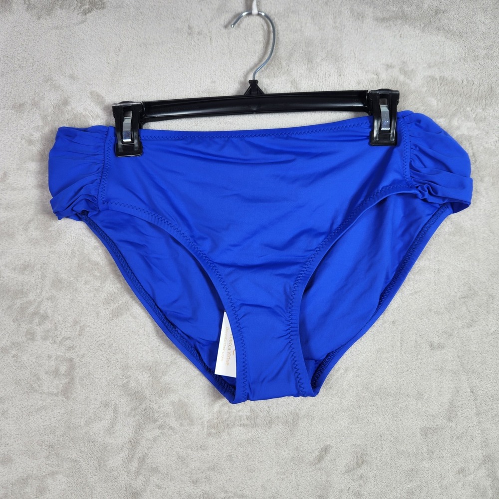 BECCA Rebecca Virtue Womens 1X Royal Blue Ruched Bikini Bottom Swimwear 084186MR